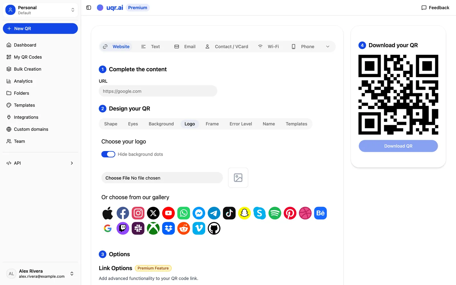 Adding a center logo to a QR code