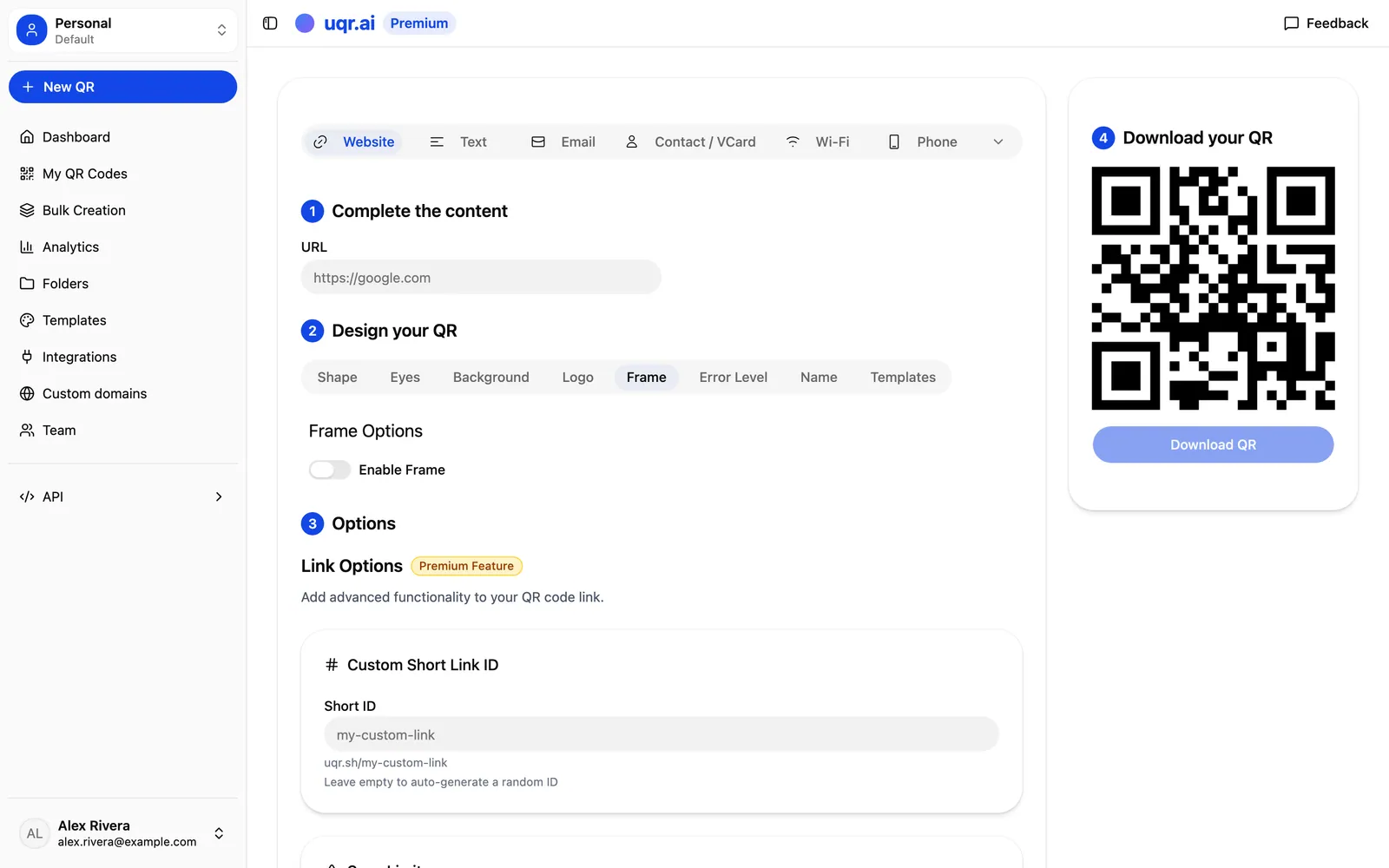 Adding a call-to-action frame to a QR code