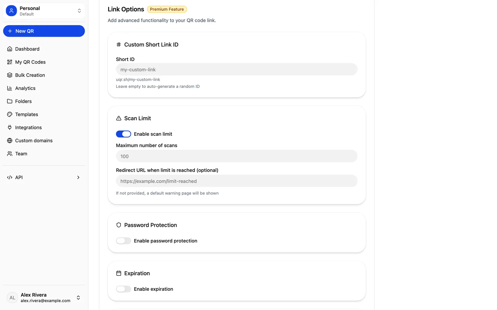 Setting a scan limit with a custom redirect