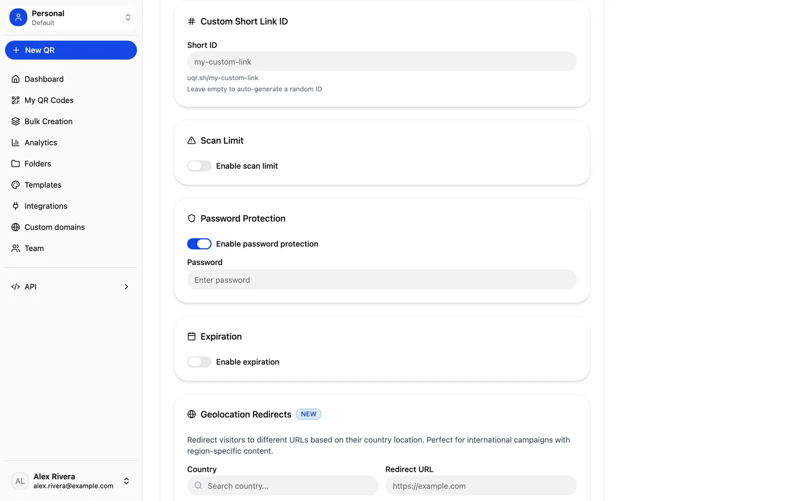 Password-protecting a QR code in uqr.ai